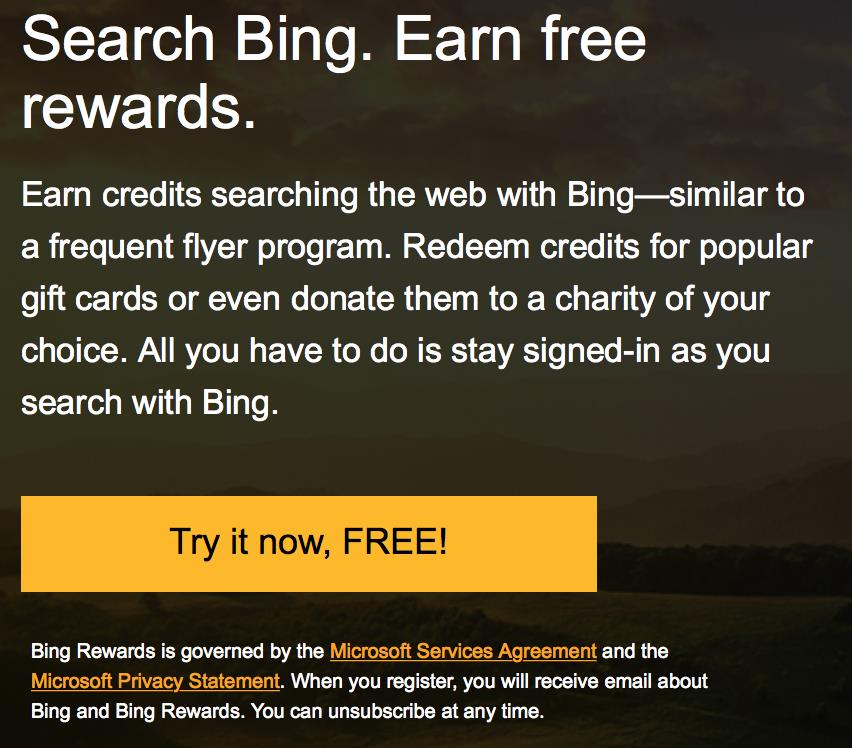 how to sign up for bing rewards