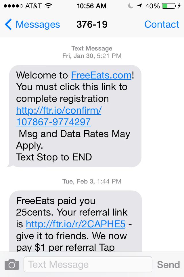 Free Eats Text