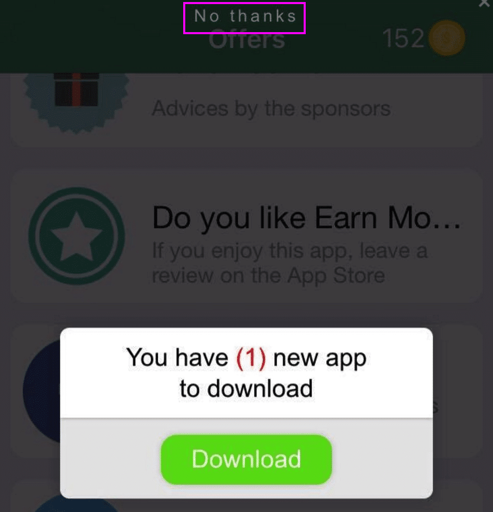 earn money app pop up