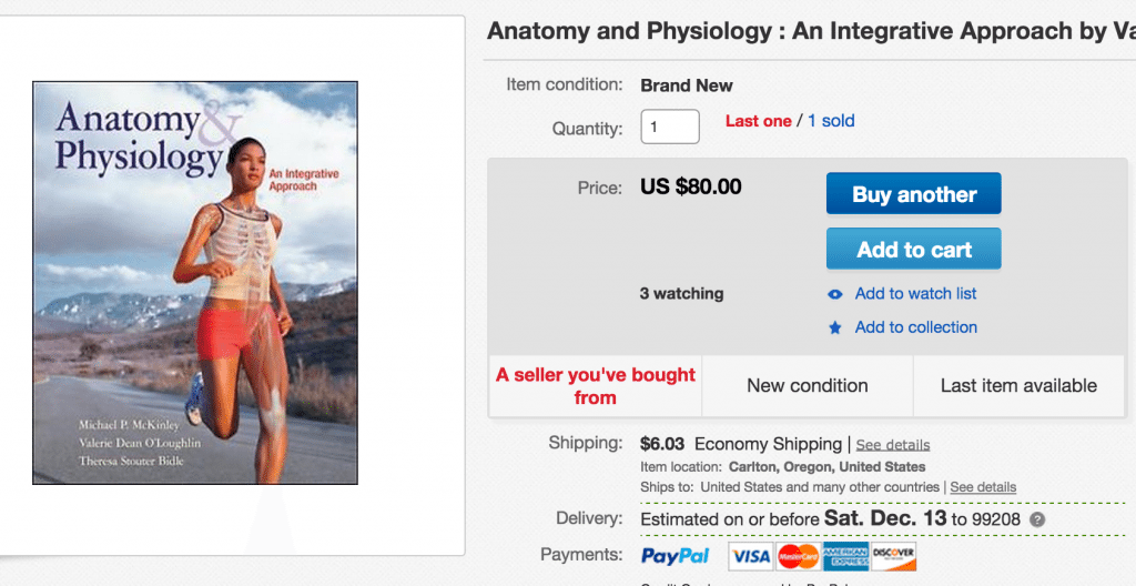 searching ebay for textbooks