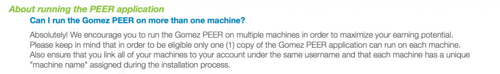 can you run the gomez peer on more than one machine answer