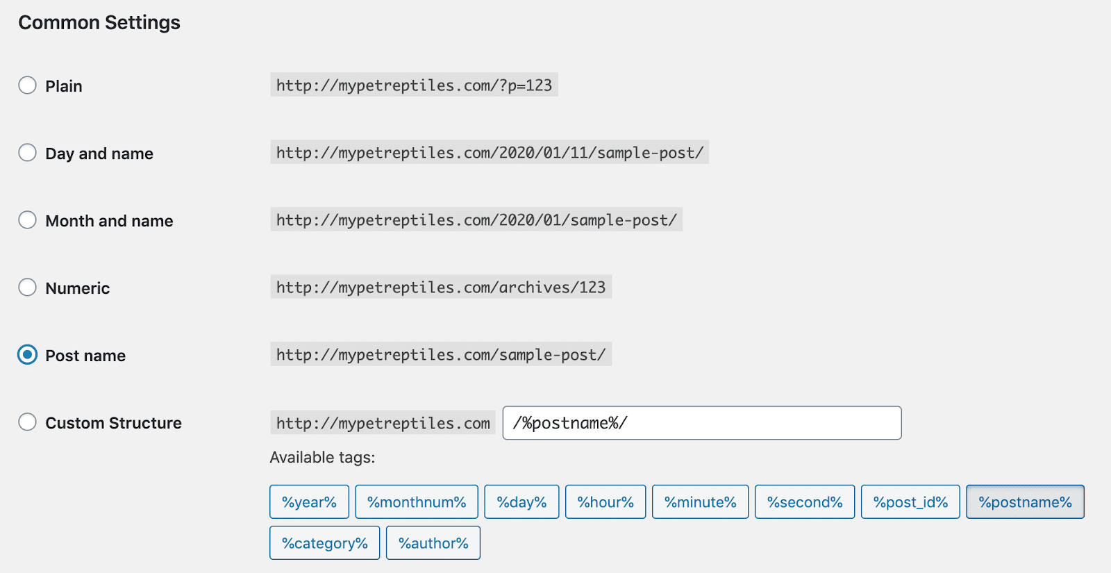 permalink settings