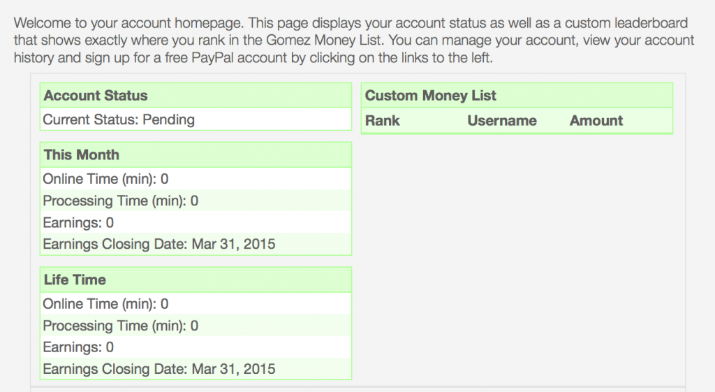 gomez peer zone account status