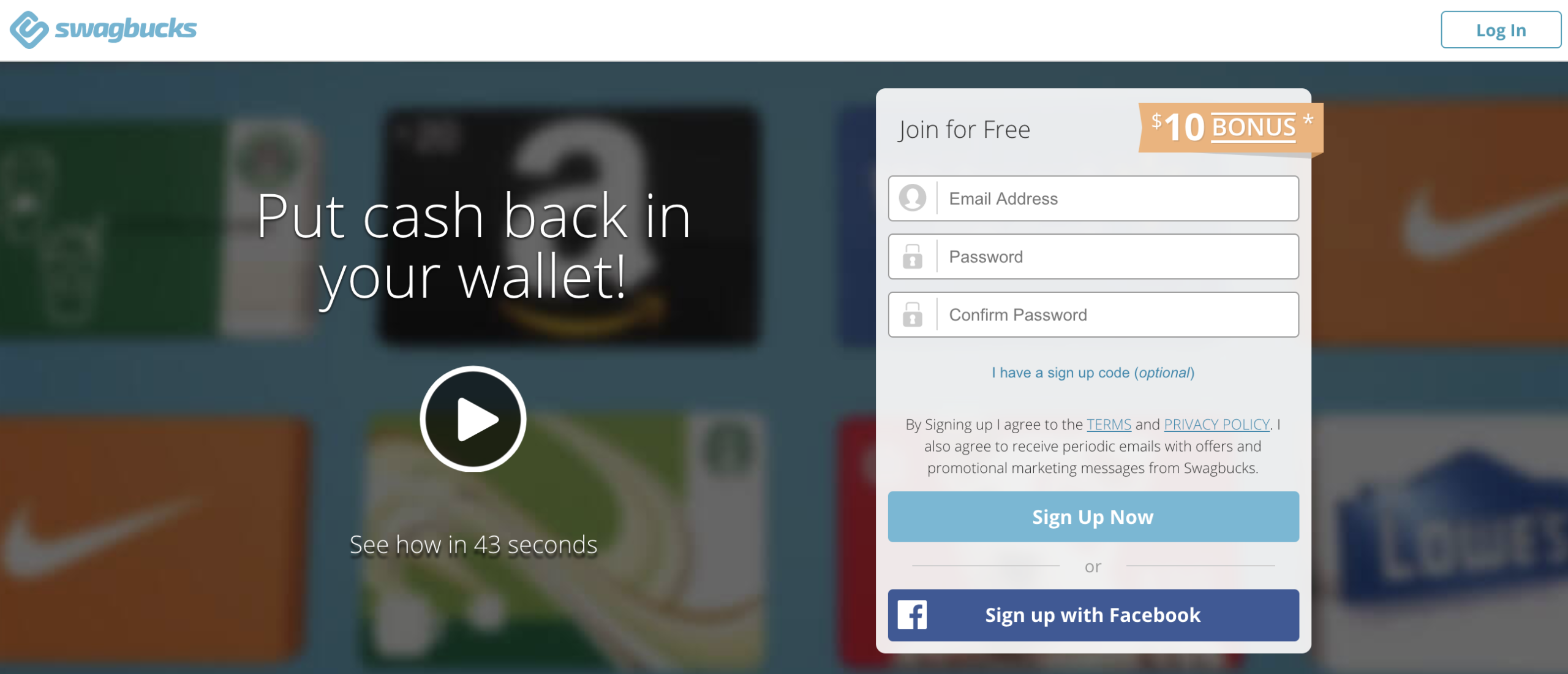 swagbucks welcome page