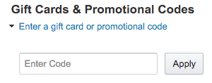 entering a gift card and promotional code on amazon