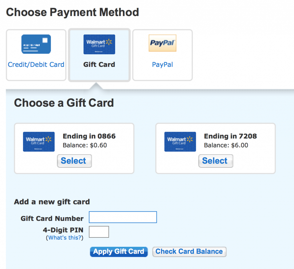 walmart cash back gift card checkout