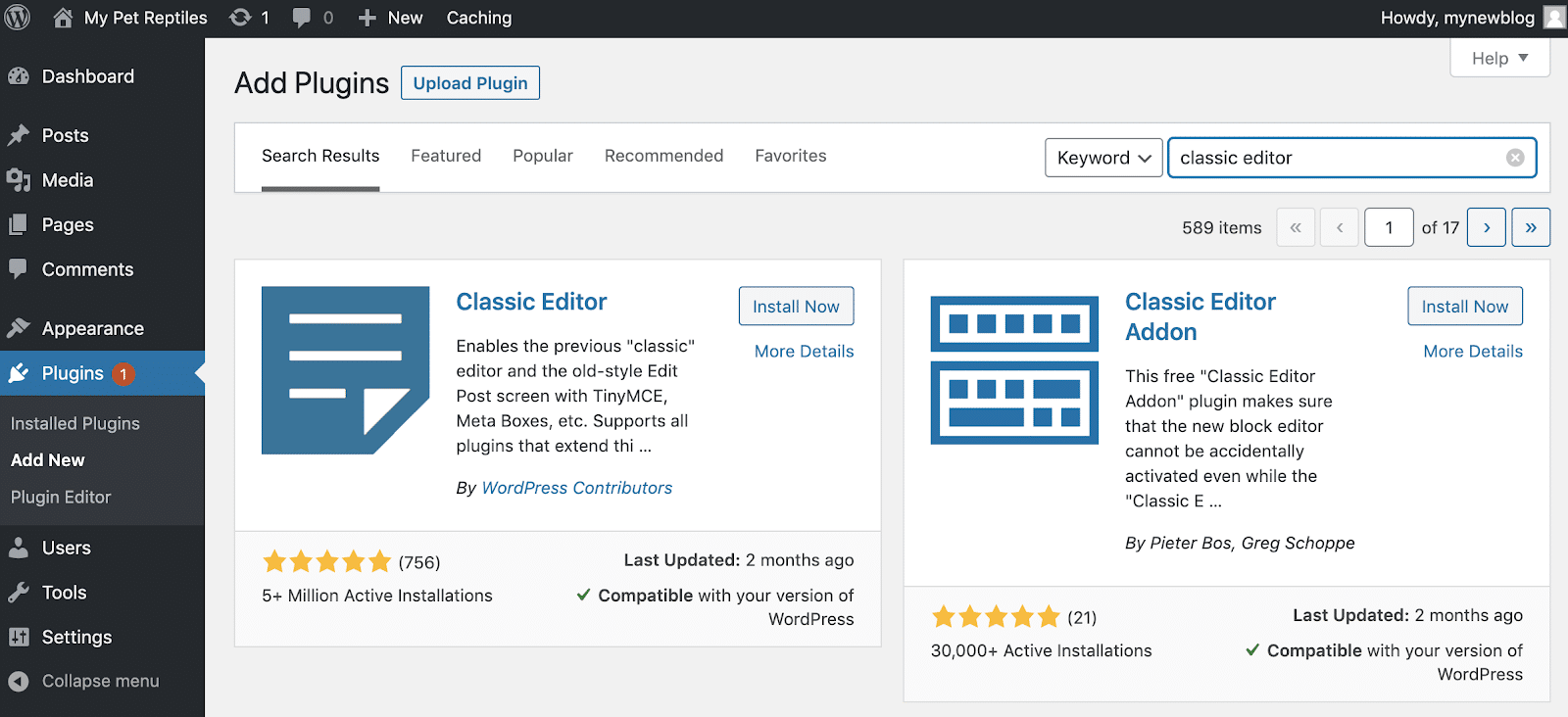 wordpress classic editor